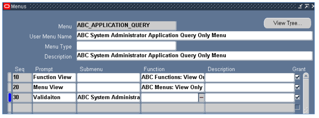EBS System Administrator Define Menus 3.0