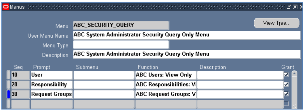 EBS System Administrator Define Menus 4.0