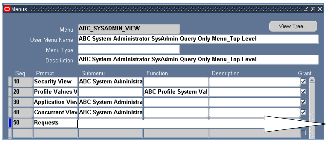 EBS System Administrator Define Menus 5.0
